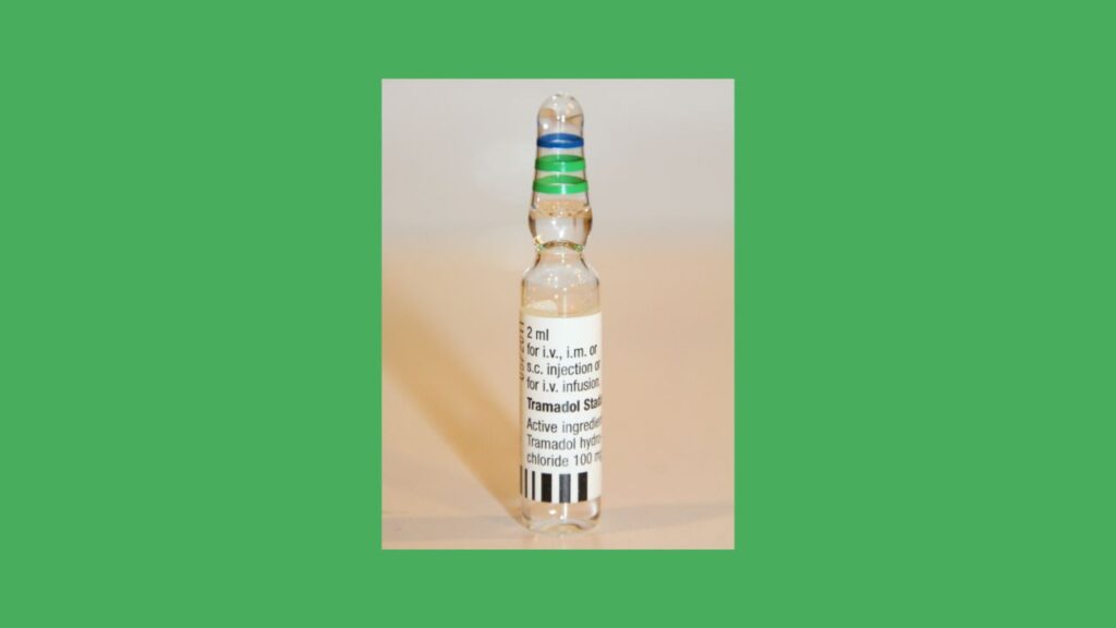 Vial of liquid tramadol for IV or injection use